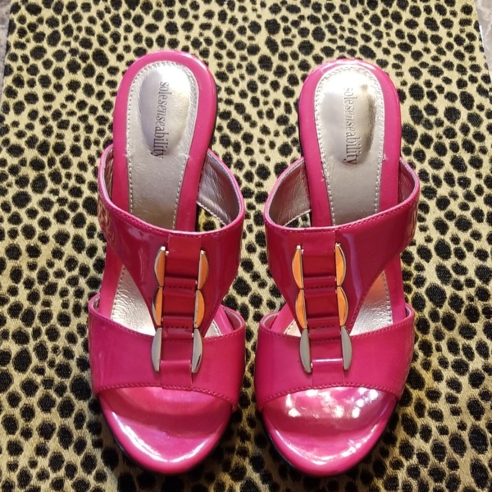 Hot pink High heels slip on. 2 & half inches heels